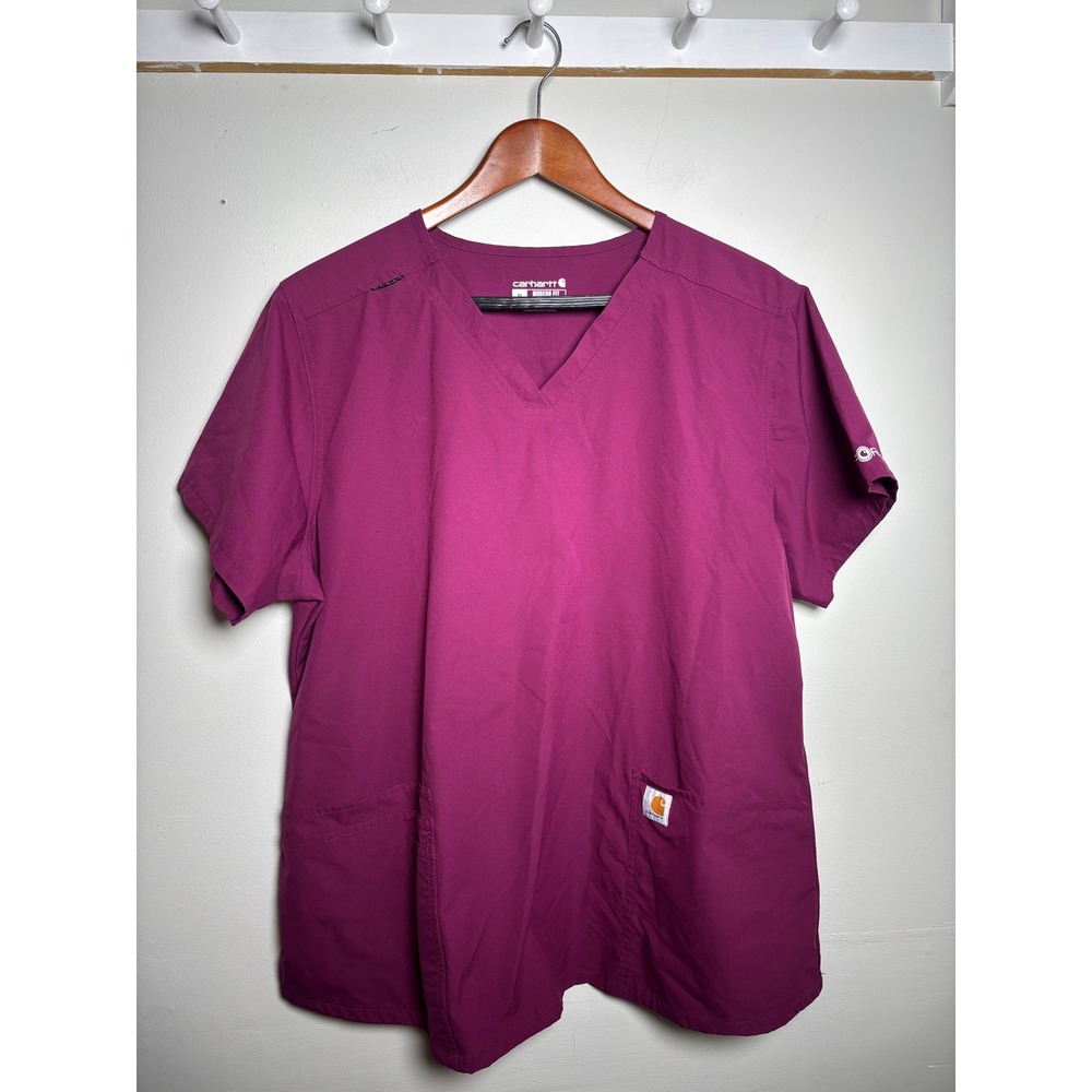 Carhartt Force Scrub Top XL Magenta Purple V Neck Nurse Workwear